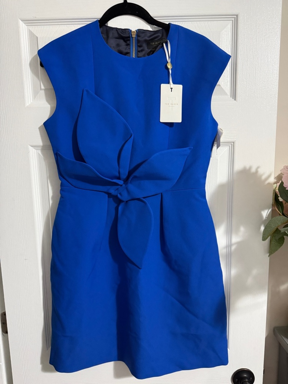 Ted Baker Cobalt Blue Bow-Accent Cap Sleeve Dress